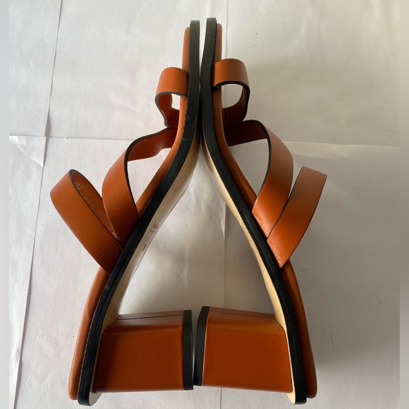 EVERLANE Italian Leather Tourist Heel Sandal 10 Adobe Brown Strappy Block - Picture 6 of 9